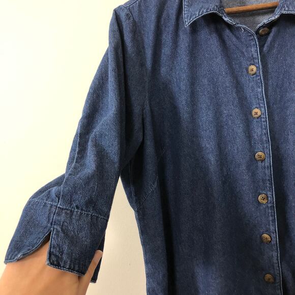 ALIA Denim Shirt Embroidered Cardinals Floral 16W 1X 100% Cotton Cottagecore - Picture 5 of 9